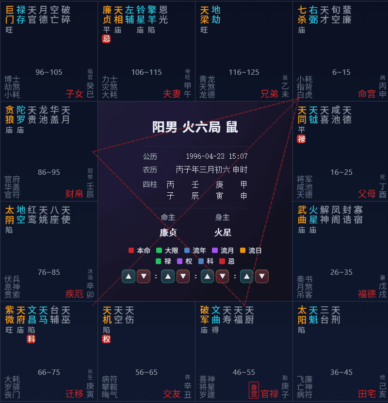 紫微斗数十二宫命盘界面预览